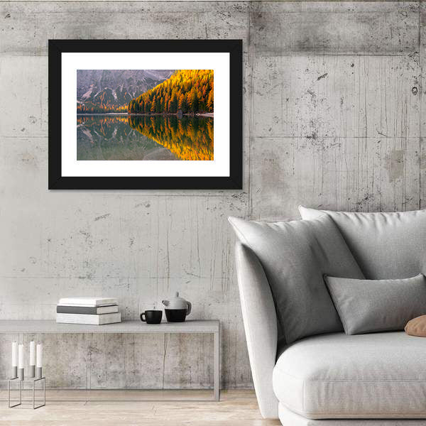 Braies Lake in Autumn Canvas Wall Art