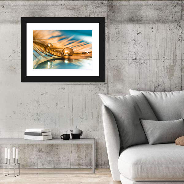 Golden Feather Of A Bird Abstract Canvas Wall Art