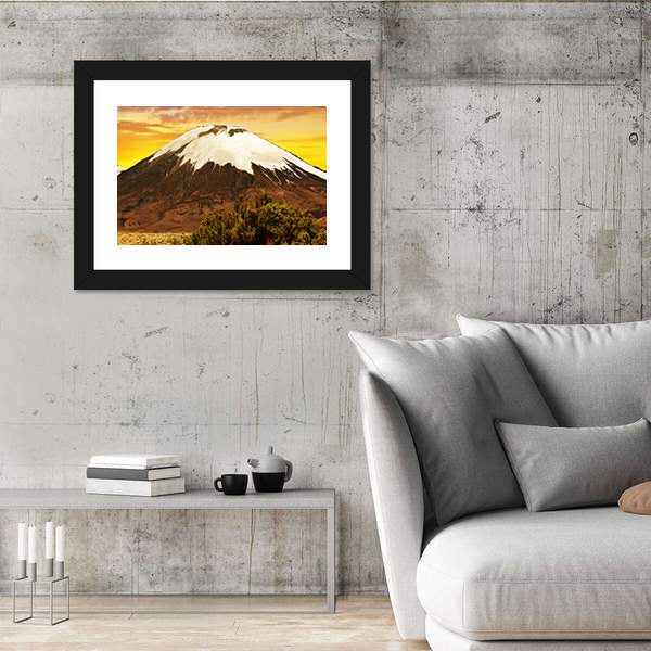 Volcano Parinacota At Sunset In Chile Canvas Wall Art