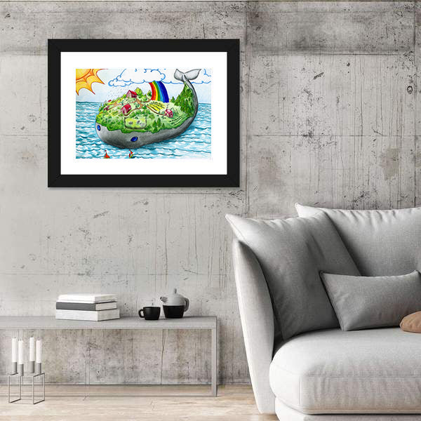 Fairy Tale Whale Island Canvas Wall Art