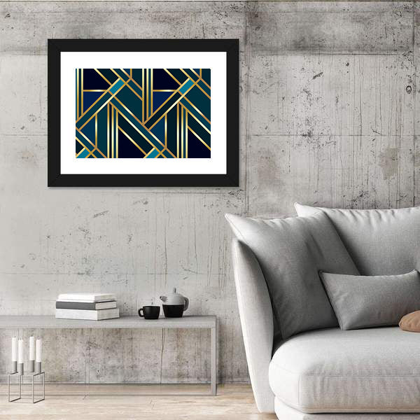 Golden Geometric Pattern Canvas Wall Art