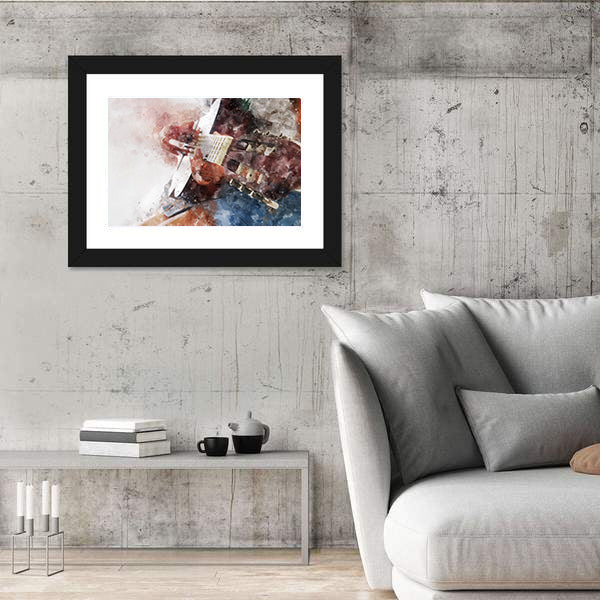 Watercolor Guitar Close-up Canvas Wall Art