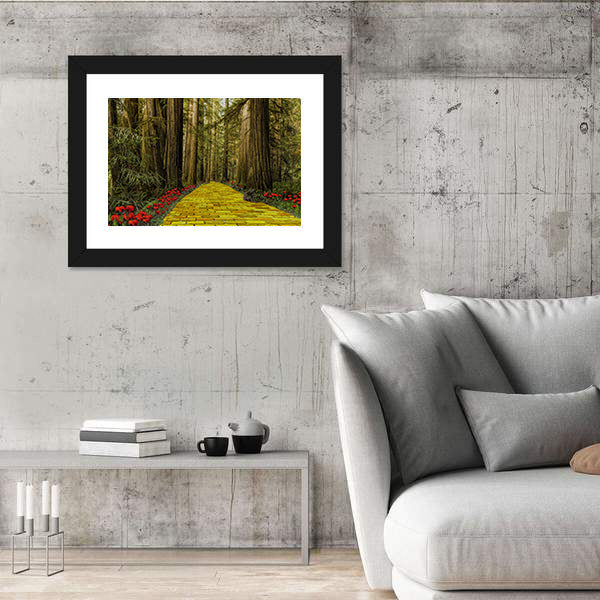 Yellow Brick Road Path In Garden Canvas Wall Art