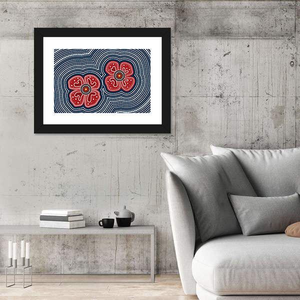 Dotted Red Poppy Flowers Canvas Wall Art