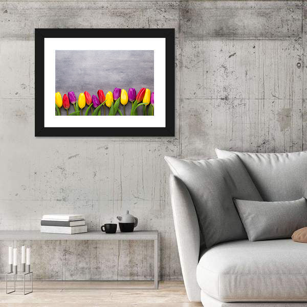 Multicolored Spring Flowers Tulips Canvas Wall Art