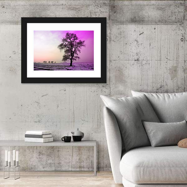 Winter Landscape In Morning Canvas Wall Art