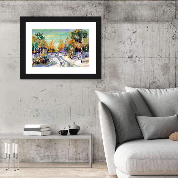 Road To Winter Woods Canvas Wall Art