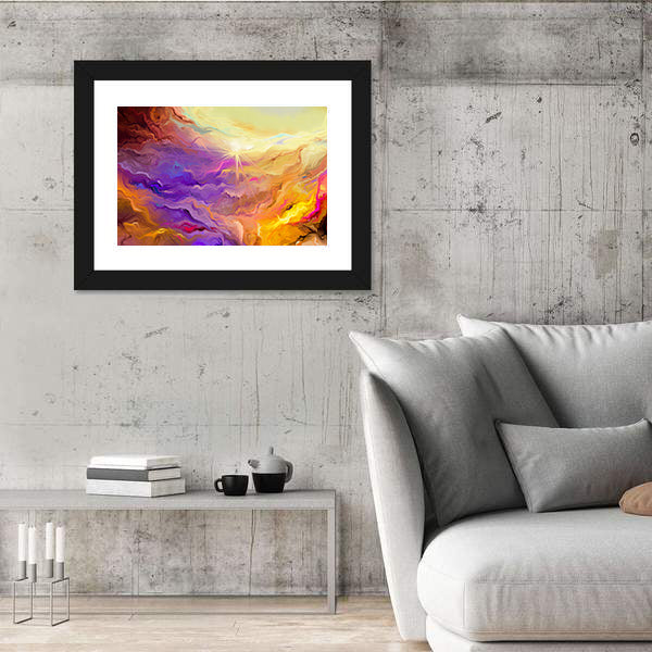Purple Yellow Brush Stroke Abstract Canvas Wall Art