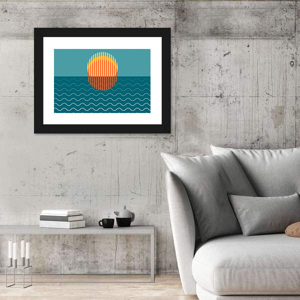 Sunset Over Ocean Minimalist Canvas Wall Art
