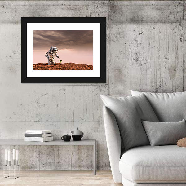Astronaut on Rust-red Planet Canvas Wall Art