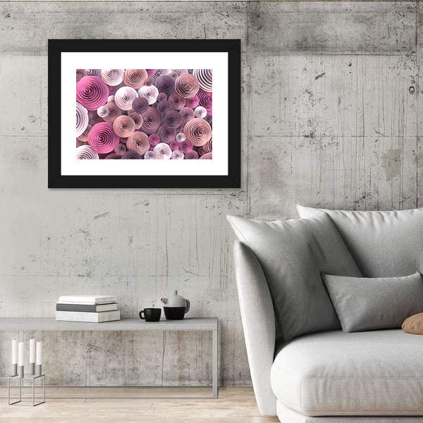 Quilled Paper Roses Abstract Canvas Wall Art