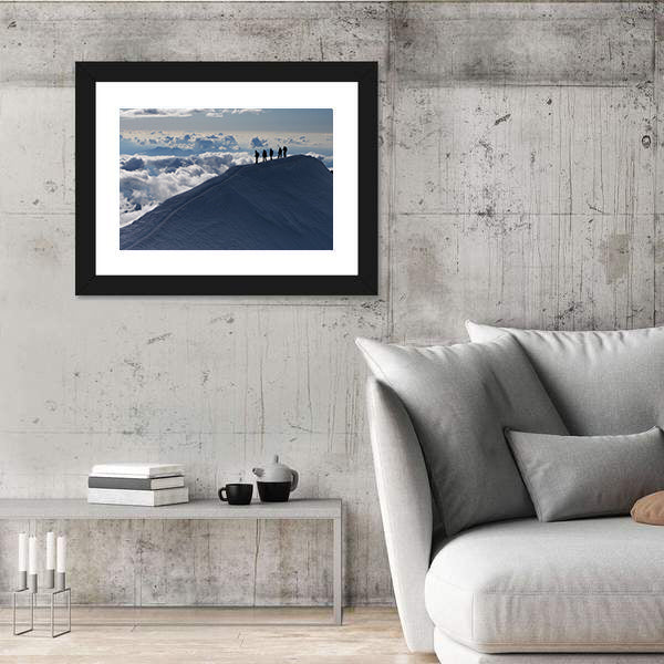 Climbers On Mountain Top Canvas Wall Art