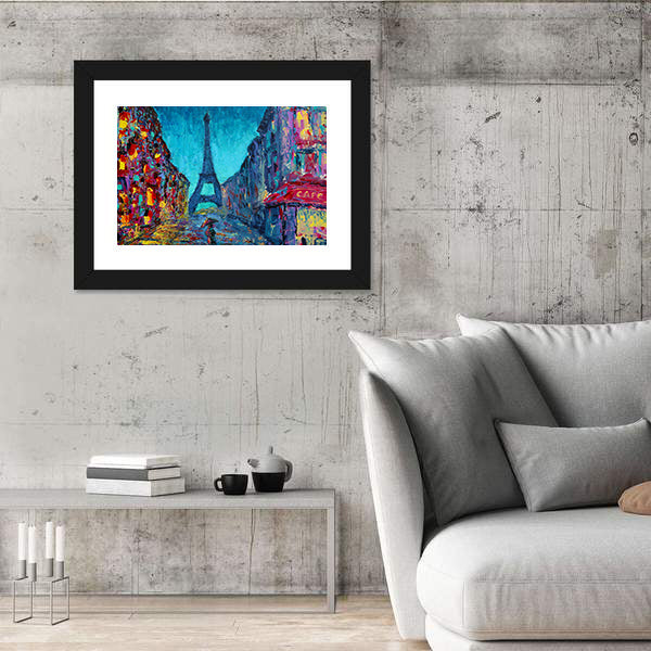 Rainy Paris Street with Eiffel Tower Canvas Wall Art