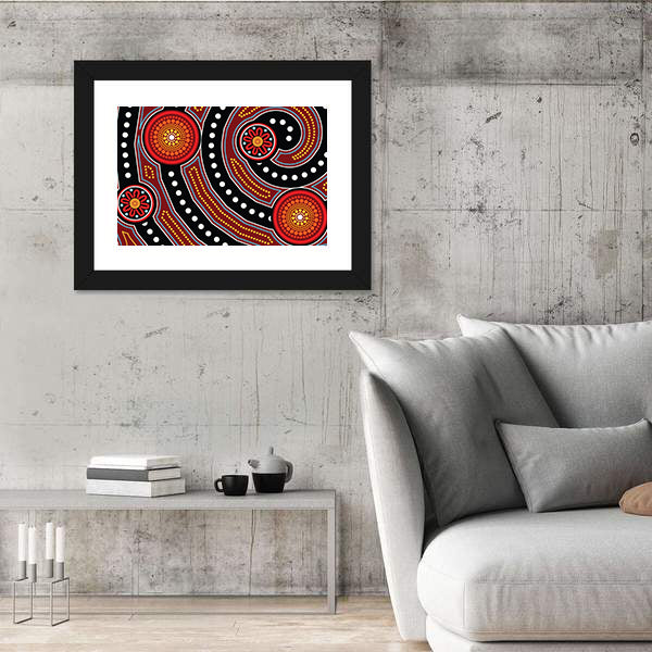 Aboriginal Dot Painting Motifs Canvas Wall Art