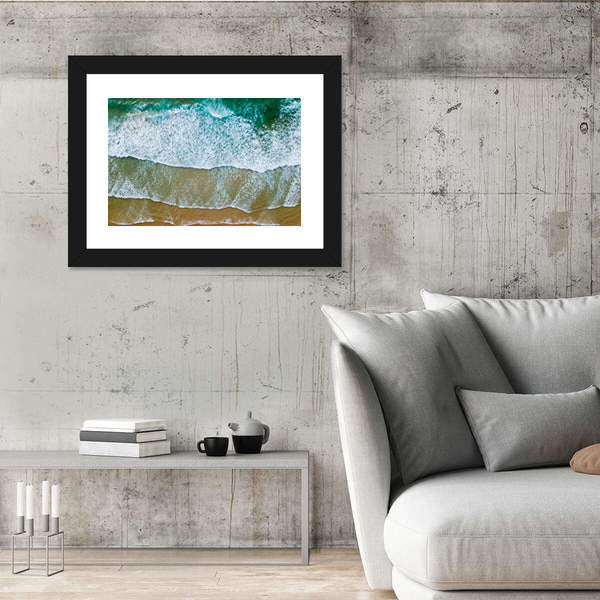 Sandy Beach Shore In Portugal Canvas Wall Art