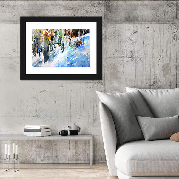 Watercolor Winter Forest Canvas Wall Art