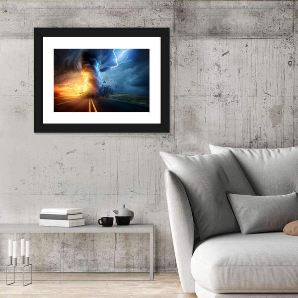 Tornado Over Sunset Road Canvas Wall Art