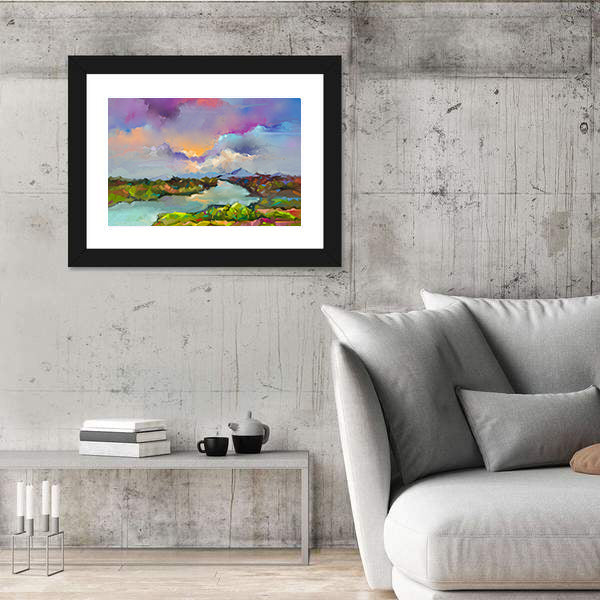 Semi-abstract River Landscape Canvas Wall Art