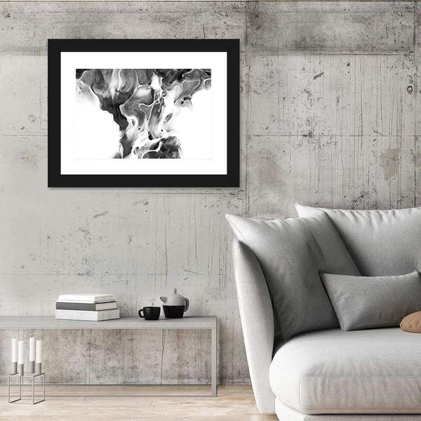 Black and White Ink Flow Abstract Canvas Wall Art