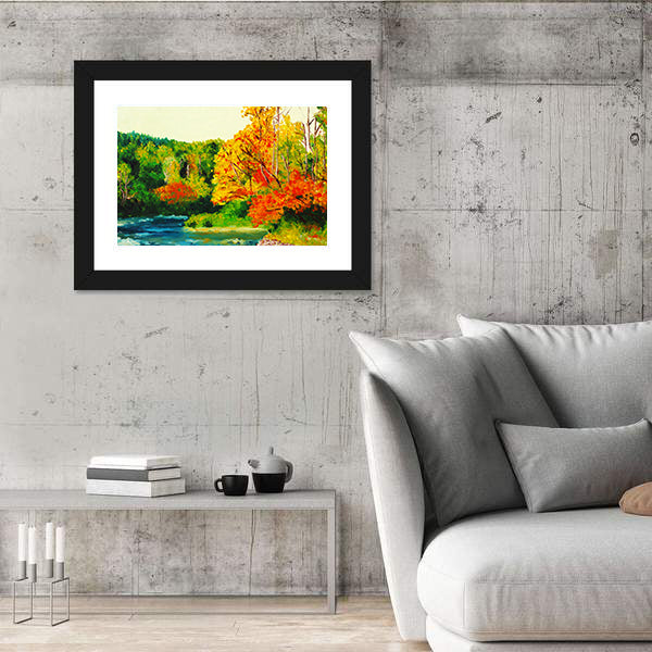 Maple River in Autumn Canvas Wall Art