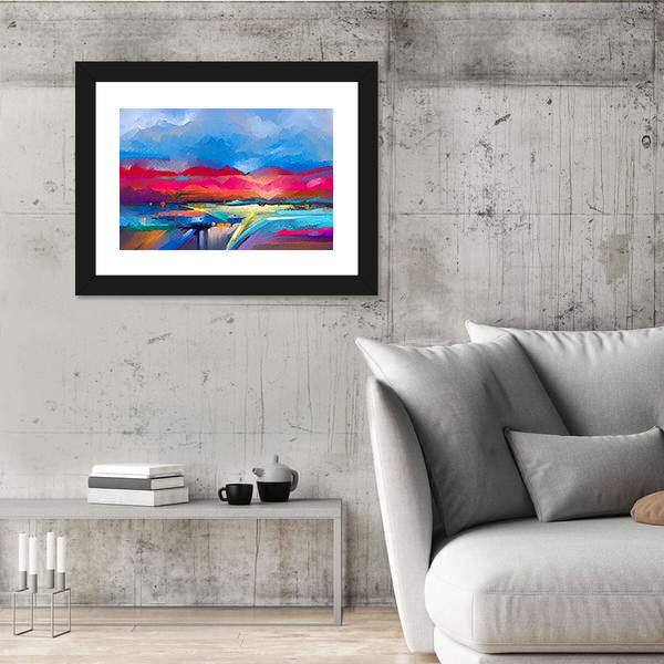 Colorful Abstract Mountain Landscape Canvas Wall Art