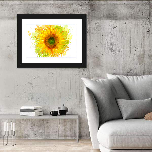 Watercolor Sunflower Splash Canvas Wall Art