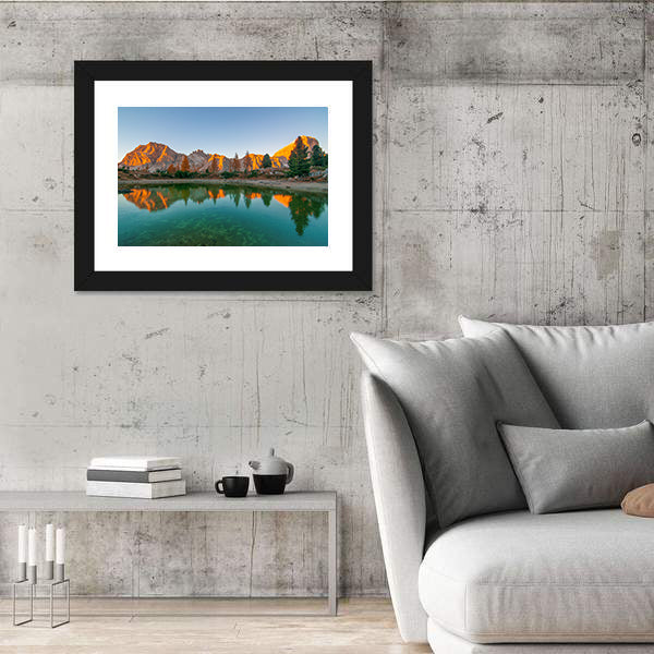 Limides Lake Reflection at Golden Hour Canvas Wall Art