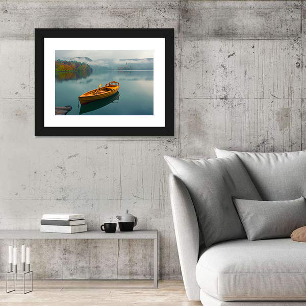 Lonely Boat on Lake Bled Canvas Wall Art