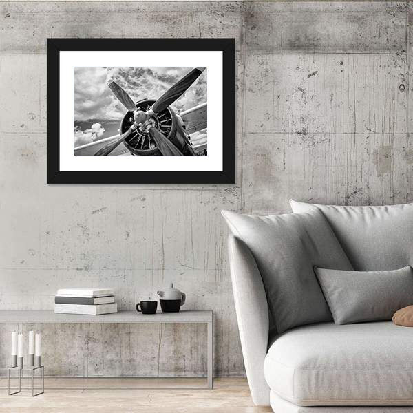 Vintage Airplane Propeller Close-up Canvas Wall Art