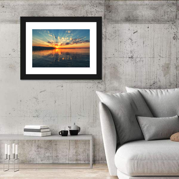 Sunset River with Rippling Reflection Canvas Wall Art