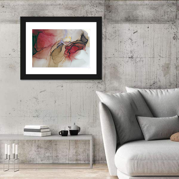 Alcohol Ink Abstract with Gold Accents Canvas Wall Art
