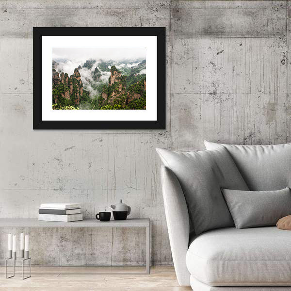 Zhangjiajie Misty Sandstone Pillars Canvas Wall Art