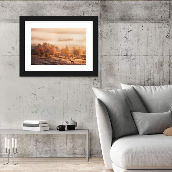 Autumn Horse in Russian Jungle Canvas Wall Art