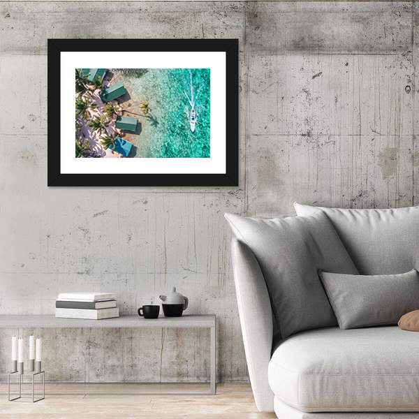 Aerial View of Tropical Island Coast Canvas Wall Art