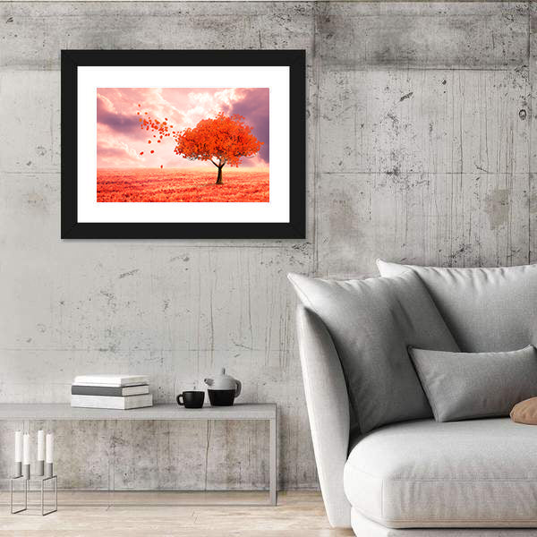 Dreamlike Red Autumn Tree Canvas Wall Art
