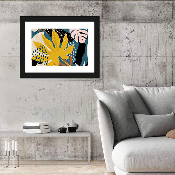 Abstract Tropical Leaves Pattern Canvas Wall Art