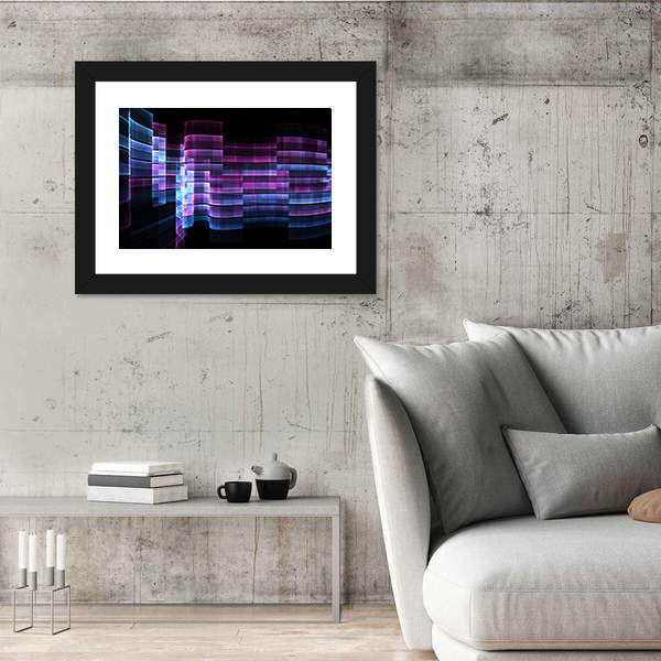 Futuristic Digital Grid Abstract Canvas Wall Art