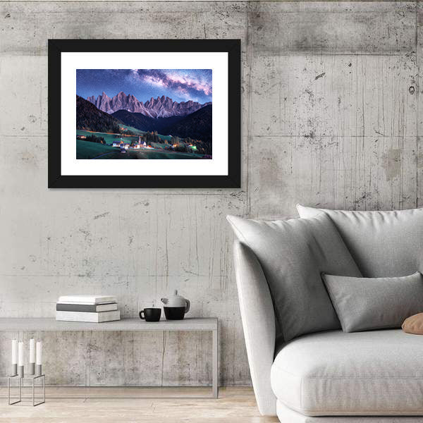 Santa Maddalena And Milky Way In Italy Canvas Wall Art