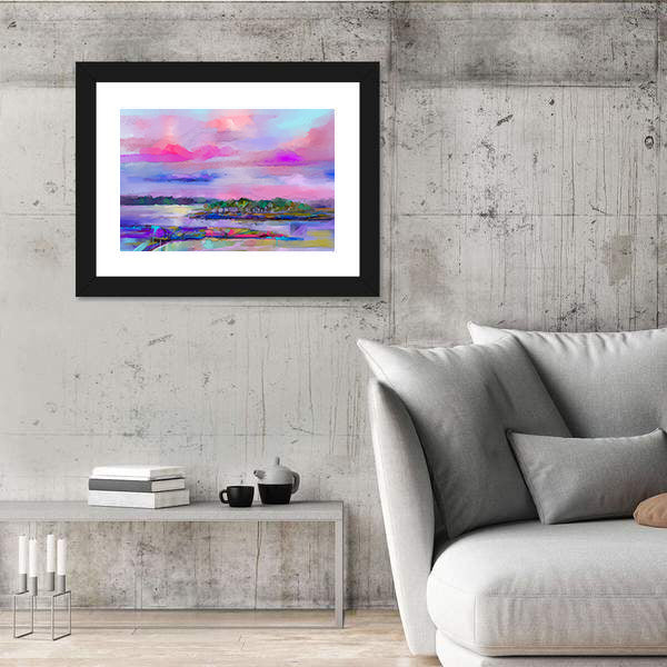 Meadow In Colorful Sky Canvas Wall Art
