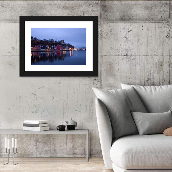 Tobermory Harbor Reflections at Twilight Canvas Wall Art