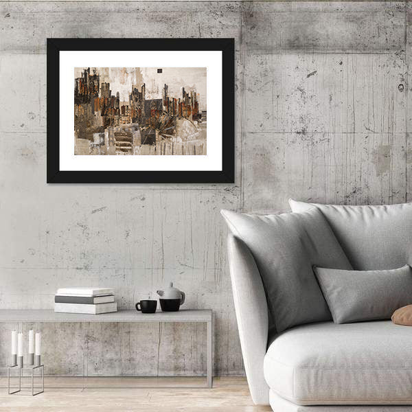 Textured Abstract Urban Skyline Canvas Wall Art