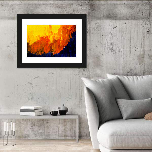 Bold Impasto Brushstrokes in Warm and Cool Hues Canvas Wall Art