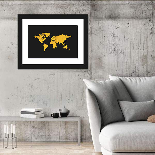 Gold Texture World Map Canvas Wall Art