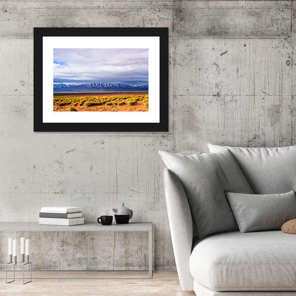 Morocco Desert With Mountains Peaks Canvas Wall Art
