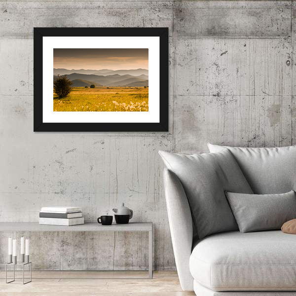 Golden Meadow and Rolling Hills Canvas Wall Art