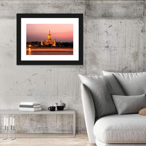 Wat Arun Temple At Sunset In Bangkok Thailand Canvas Wall Art