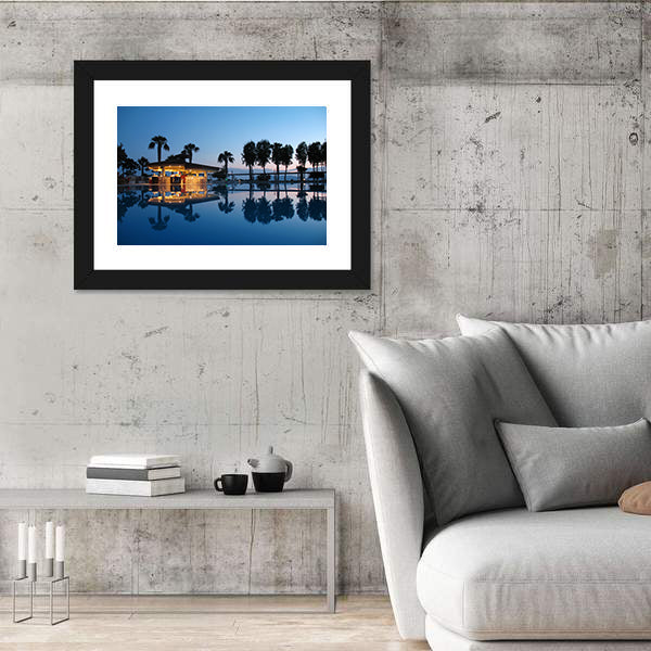 Night Bar On Summer Beach in Turkey Canvas Wall Art