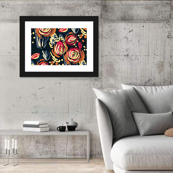 Abstract Colorful Doodle Rose Canvas Wall Art
