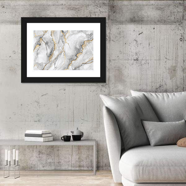 Marble With Gold Veins Canvas Wall Art