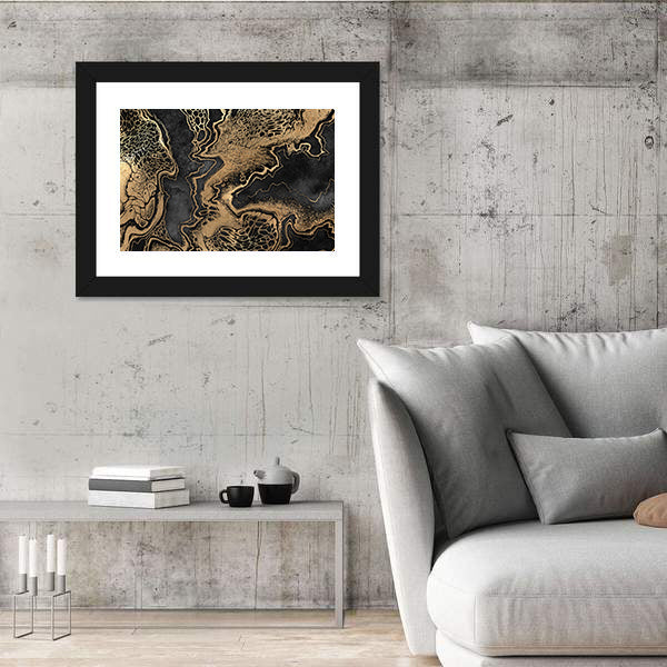 Gold Veined Marble Texture Canvas Wall Art